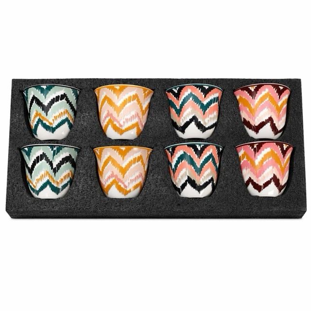 Boho Wave Ceramic Teacup 8pcs Gift Set For Tea Espresso