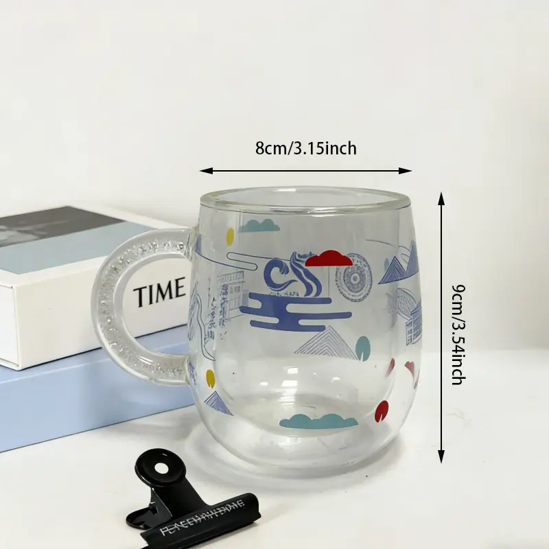 Mug Gloine Balla Dúbailte Cuimhneacháin Chustaim