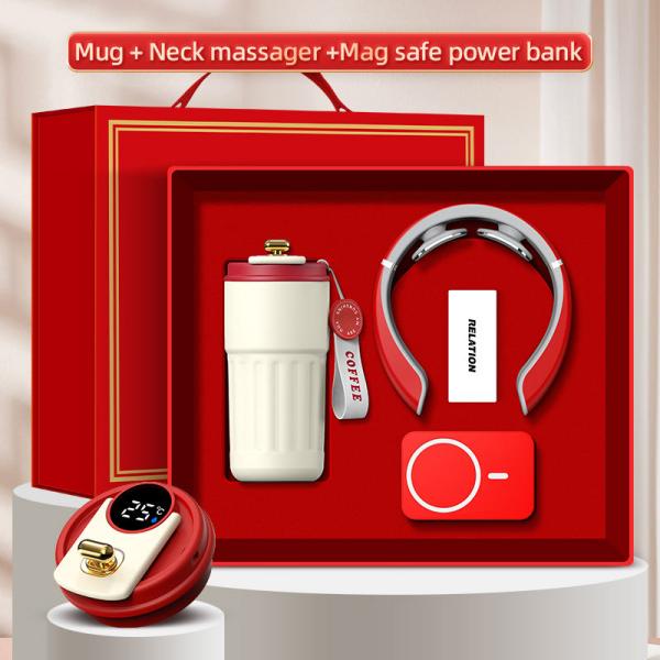 Lógó an Chustaim 3-in-1 Bosca Bronntanais Mug Massager Power Bank