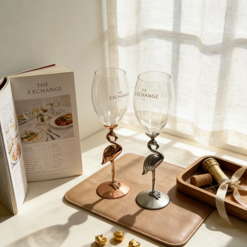 Flamingo Sculpted Stem Wine Glass