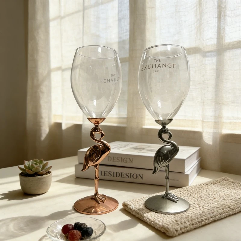 Flamingo Sculpted Stem Wine Glass