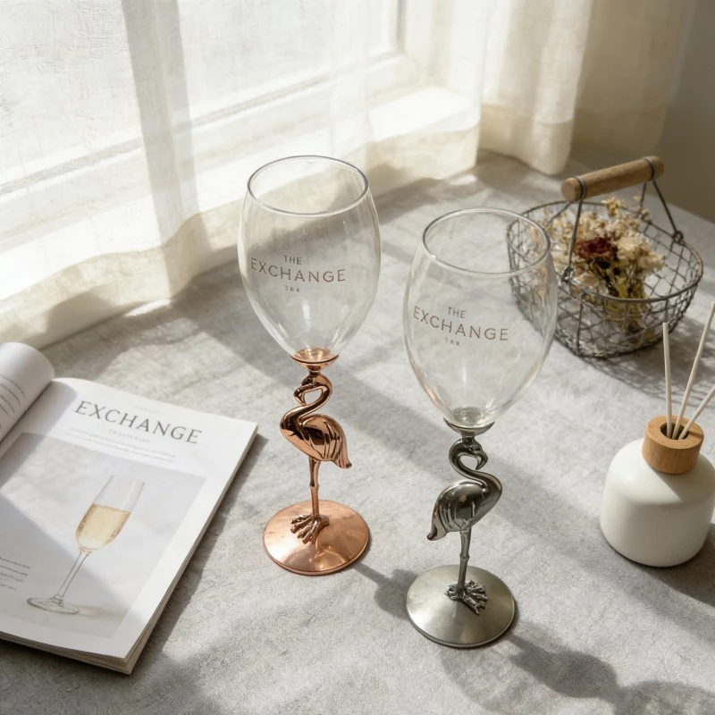 Flamingo Sculpted Stem Wine Glass