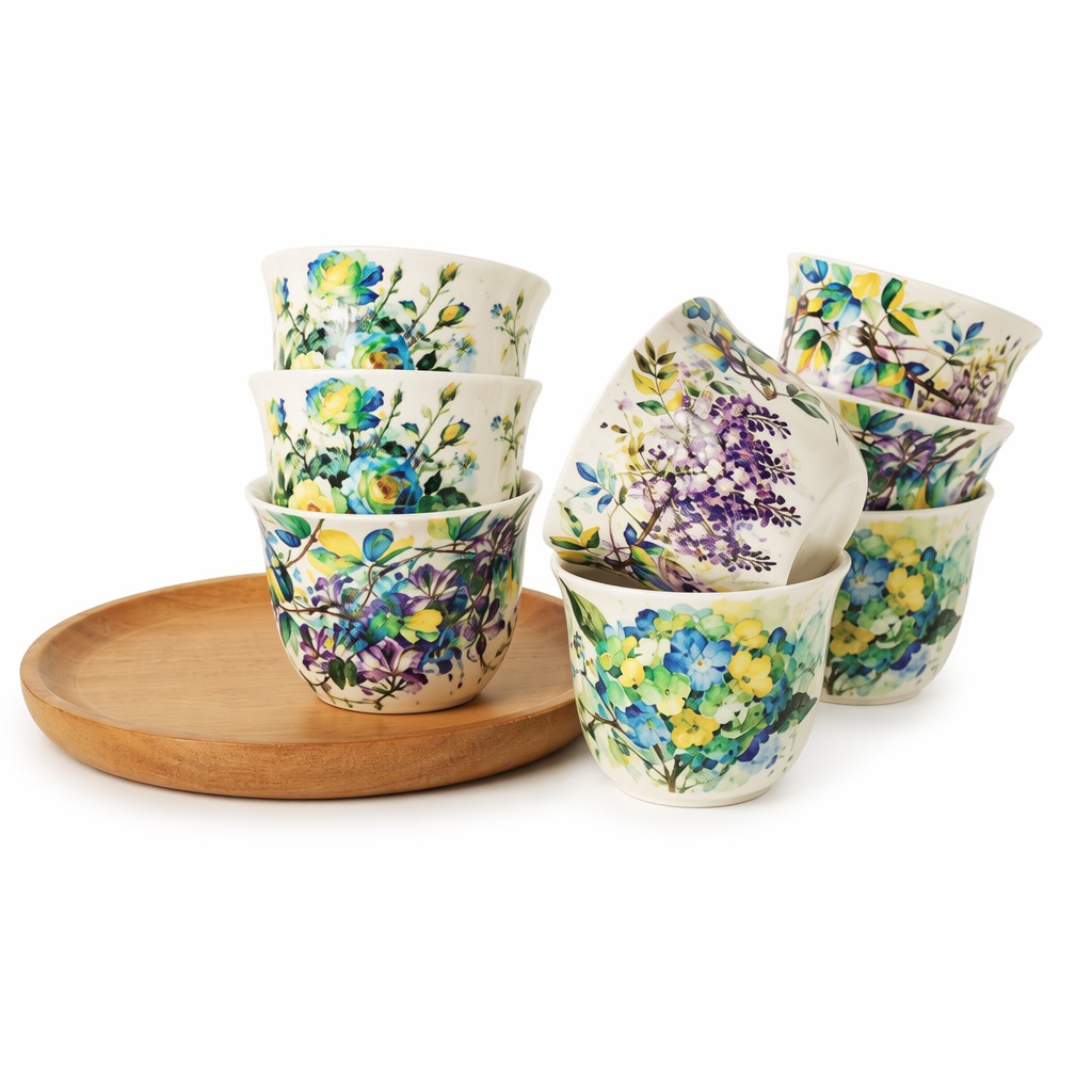 Uiscedhath Floral Ceirmeach Teacup 8Pcs Bronntanais Socraigh Do Freastal Tae